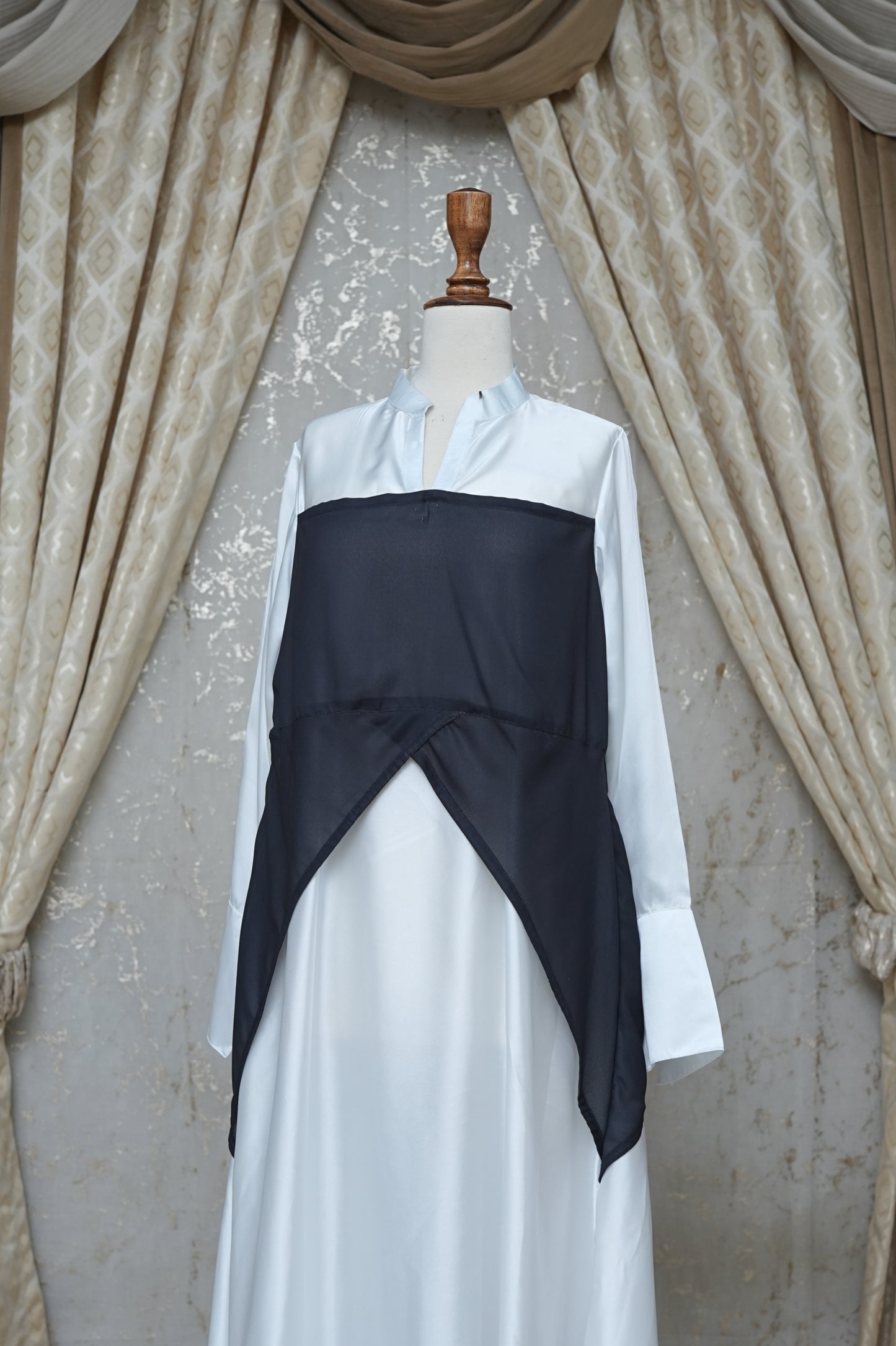 🖤🤍 Black & White Silk-Georgette Tunic Gown | Luxury Chic Designer Wear