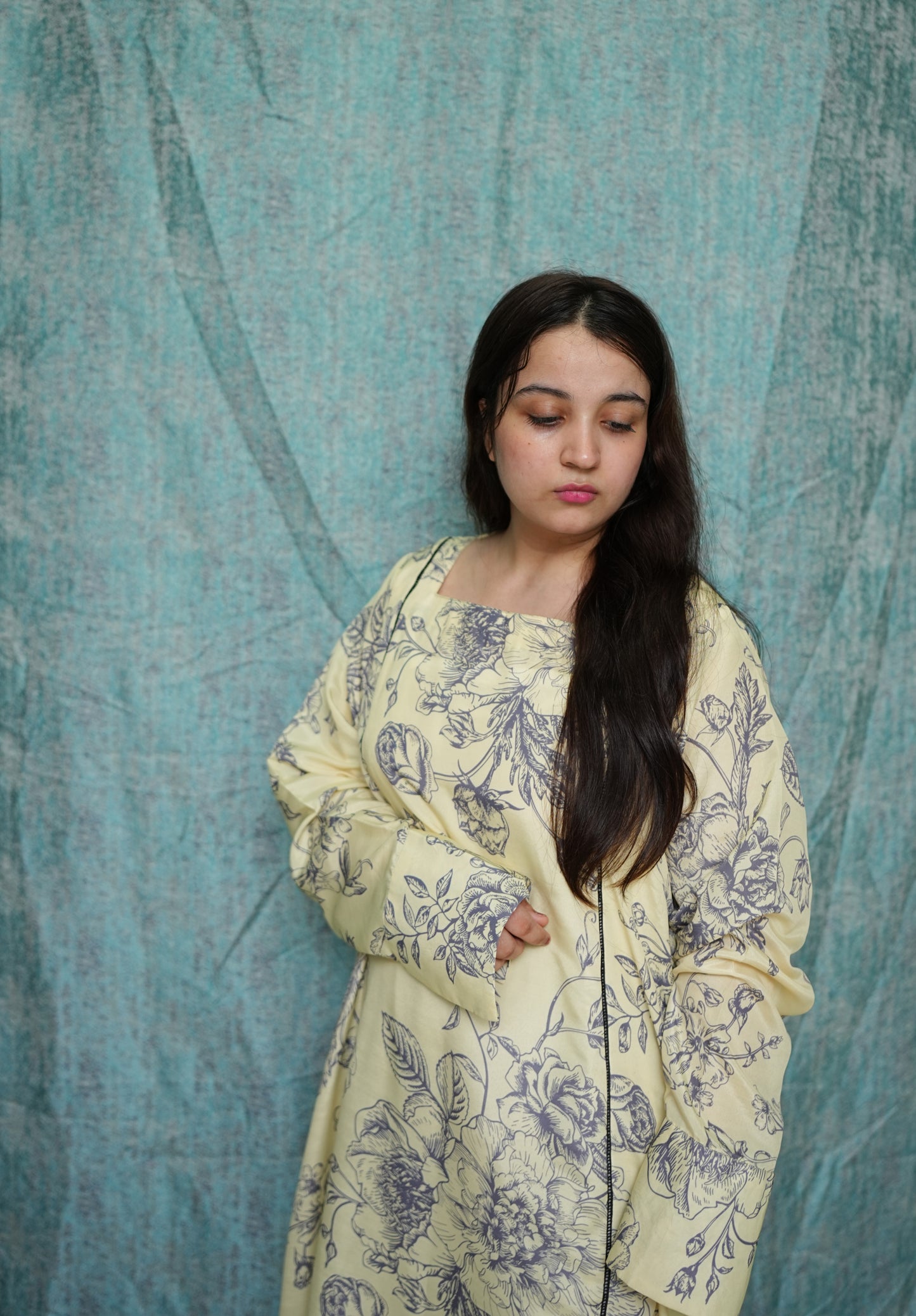 🌺 Mahawar Collection | Bold Floral Print Tunic with Embroidered Edges | Luxury Designer Wear