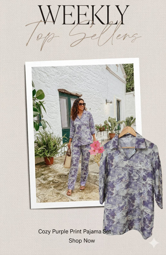 🌸 Printed 2-Piece Pajama Set | Shirt with Pocket & Pajama Bottoms | Comfy Lounge & Nightwear