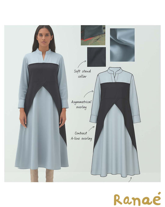 🖤🤍 Black & White Silk-Georgette Tunic Gown | Luxury Chic Designer Wear
