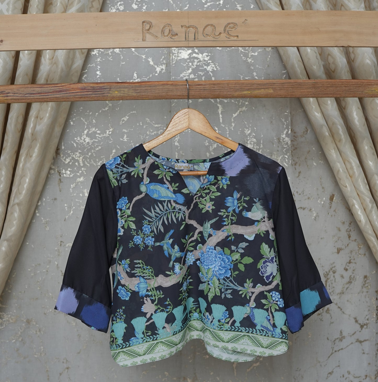 Black Printed Tunic | Synthetic Fabric | Designer Wear