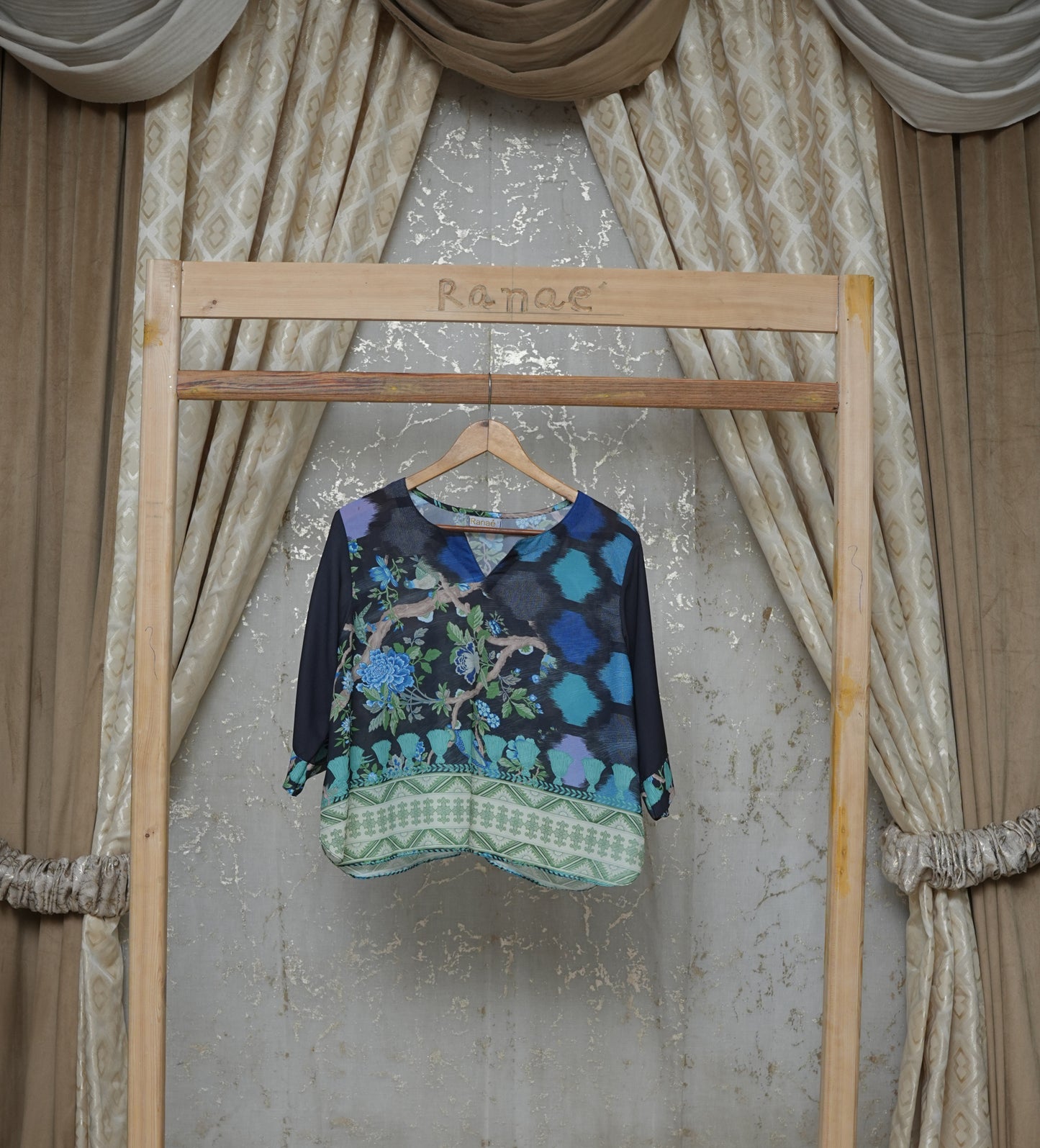 Black Printed Tunic | Synthetic Fabric | Designer Wear