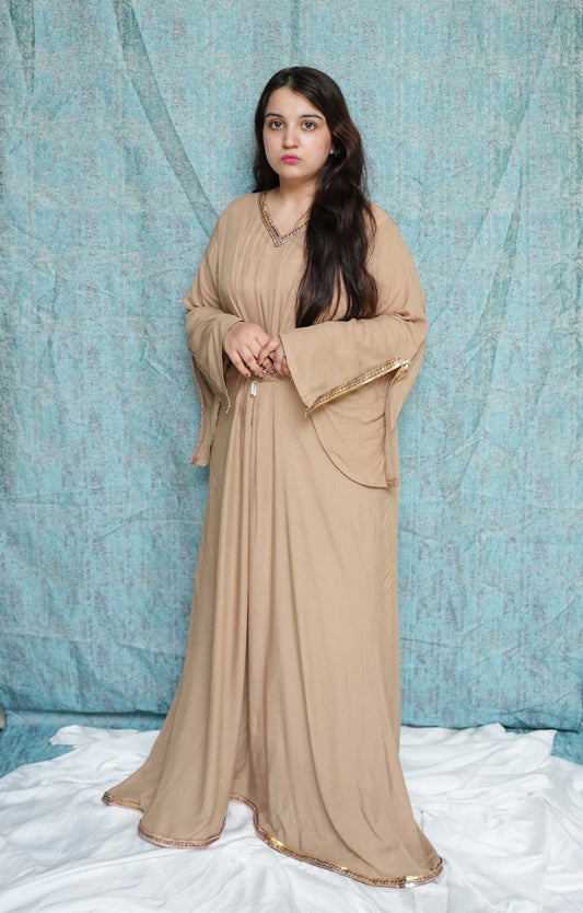 Beige Embellished Gown | Mahawar Collection with White Camisole | Luxury Designer Wear
