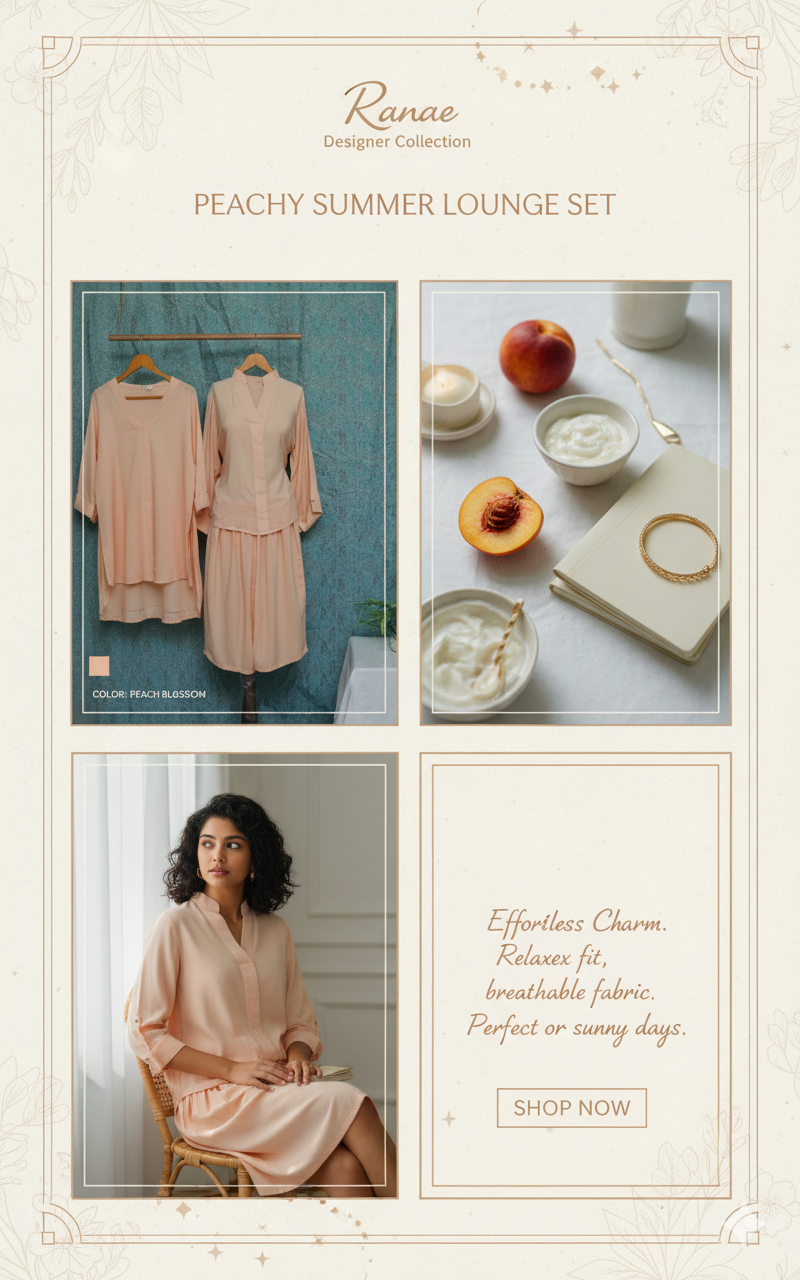 🍑 Peach Comfy Wear Set | Fine Stitching & Nicker Style | Casual & Lounge Wear