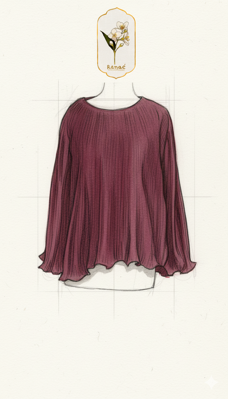 Mahroon Gathered Silk Tunic | Luxury Chic Designer Wear